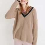 Madewell  Tipped Forrest Wool Blend V-Neck Sweater XS Photo 2