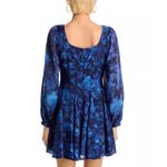 AQUA  Women's Blue Floral Square Neck Long Sleeve Mini‎ Dress Photo 1
