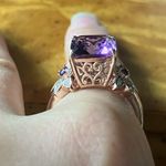 Natural Rose de France Sterling Silver Cocktail Ring Size 9 Purple Photo 1