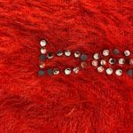 Bebe Red Fuzzy Logo Sweater Size L Soft Long Sleeve Pullover Photo 7