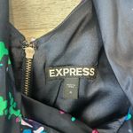 EXPRESS  Navy Floral Ruched Satin Sleeveless Dress S35 Photo 3