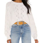 Rails  Francis Pointelle Fringed Cable Knit Lambswool Cashmere Sweater‎ Cream L Photo 0