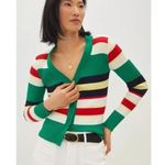 Anthropologie  Eugenia Striped Cardigan in Kelly Green Size 6 Retail $98 Photo 4
