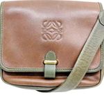 Loewe Vintage  Brown and Green Leather Single Flap Crossbody Shoulder Bag Photo 10