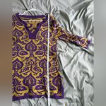 J. McLaughlin  Sweater Pullover Purple Yellow Long Sleeve M Geometric Kaftan Print Photo 7
