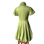 Frank Lyman Design Celery Green Bubble Hem Puff Sleeve Button Down Belted Dress Size 6 Photo 5