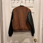 Blank NYC Sherpa Varsity Bomber Jacket Buttons Large Brown Black‎ Photo 5