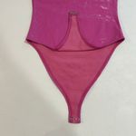 Forever 21 x Barbie Hot Pink Logo Bodysuit Size S Vinyl Barbiecore One Piece Photo 5