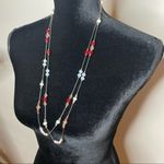 Van Heusen  Beaded 40” Long Layering Necklace Turquoise and Burgundy Stones Photo 2
