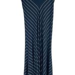 Comfy USA Striped V Neck Maxi Dress Soft Jersey Navy Blue Size XS Photo 3