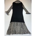 DFA New York Sweater Dress Medium Black Houndstooth Career Modest Knit Photo 1