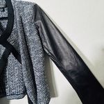 St. John Luxe Knit Jacket Black Leather Sleeves Quiet Luxury Old Money Size 10 Photo 7