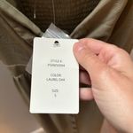 Pink Rose Olive Green Tie Front Button-Down Midi Dress Photo 1