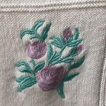 Vintage Embroidered Patchwork Cotton Sweater M White Size M Photo 3