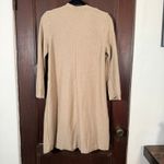 90s Vintage | Beige Wool Long line Cardigan Sweater Unique Gold Buttons | Small Photo 2