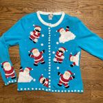 Vintage Christmas sweater. Size Large. Teal. Photo 0