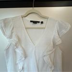 Andrew Marc Marc New York Cream Ruffle Sleeveless 100% Linen  Blouse Photo 2