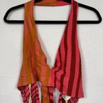Farm Rio  Anthropologie Pink Orange Striped Halter Crop Top Womens XL Beachy Photo 2