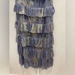 After Six  Ruffle Tiered‎ Skirt Metallic Pleated Midi Dress Size XS Photo 4