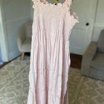 Quince Linen Smocked Maxi Dress Pink Ruffle Strap XL Cottagecore Parisian Garden Photo 2