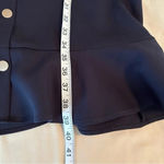 Loft  Womens 14 Navy Blue Gold Button Front Zip Back Sleeveless Ruffle Hem Dress Photo 9