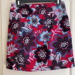 Talbots Floral Cotton Hobo Lined Pencil Skirt Red Blue Size 2 Photo 2