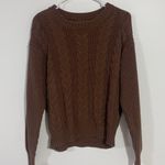 American Eagle Brown Cable Knit Crewneck Sweater Photo 0