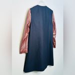 Theory Quennel Navy Blue Wool Brown Leather Sleeve Jacket Coat Size L NWT Photo 7