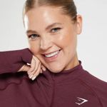 Gymshark NWOT  Vital Seamless 2.0 1/2 Zip Pullover - Baked Maroon Marl Size XS Photo 3