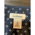L.L.Bean Shirt Women Medium Polka Dots Cotton Blue White 1/4 Button Henley Church Photo 3