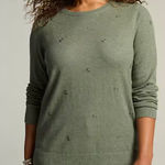 J.Jill Crewneck Dot Embroidered Sweater Seedling Heather Green Small Photo 0