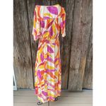 Abel the label  Anthropologie Swish Hi Lo Dress Size X Small Orange Pink Smocking Photo 1