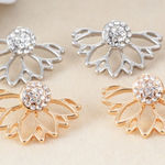 Boutique Silver‎ Lotus Flower Jacket Stud Earrings Photo 0