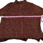 East 5th  PETITE Orange Leaf Print Button Front‎ Pleated Long Flare Sleeve Top 1X Photo 2