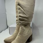 Dream Paris Dream Pairs Beige Cream Stacked Heel Pointed Toe Chunky Heel Knee Boots Size 9 Photo 1