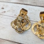 Vintage Clip On Earrings Fancy Cream & Gold Tone Photo 8