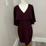 Badgley Mischka Badgley‎ Mischka Capelet Popover Sheath Dress Burgundy Size US 6 NWT Photo 2
