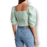 Levi's Women's Yvie Puff 3/4 Sleeve Cropped Blouse - Electric Green Floral Photo 4