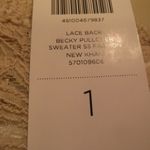 Chico's  Lace Back Top Becky Pullover Sweater Short Sleeve Fashion New Khaki NWT Photo 3