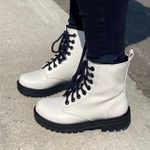 White Lace Up Combat Boots Size 8.5 Photo 1