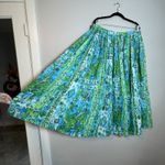 SANDY STARKMAN Large Blue Green Prairie Boho Crinkle Broomstick Long Maxi Skirt Photo 1