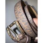 Michael Kors Women MK  Belt Slim MK Logo Brown Gold Buckle 42" Sz L Photo 4