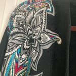 Chicos Travelers Cardigan Size 1 Open Front Multicolor Paisley Flowy Boho Blue Photo 6