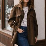 NWT OAT New York Brown Button Up Belted Shirt Jacket Shacket Sz XL Photo 2