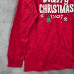 PJ Place Merry Christmas Tree Red Print Y2K VTG Holiday Long Sleeve Top Medium Photo 4