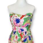 Eva Rose Dress Fuchsia Pink Floral Printed Strapless Sweetheart Neckline Mini White Photo 3
