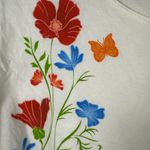 Crazy Shirts Hawaii White Floral Bold Bright Boxy Long Crop Blouse Size Large Photo 2