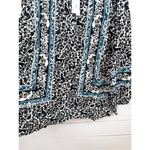 Chelsea & Theodore Womens Size 1X Black White Blue Fox Deer Print Boho Blouse Photo 5