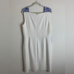 Antonio Melani Antonio Melanie White Dress with Blue Embroidery, Size 14 Photo 2