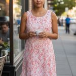 Perceptions  Orange and White Leaf Print Lace lined Dress Photo 7